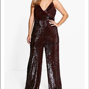 Jordyn Woods Edition Sequin Wrap Strappy Jumpsuit